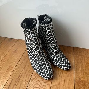 Zara Black/White Geometric Mesh Ankle Boots